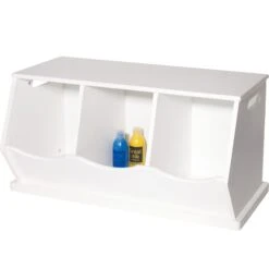 Triple Stacking Wooden Toy Storage Trunk, Bright White -Great Little Trading Co G2291 20