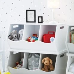 Triple Stacking Wooden Toy Storage Trunk, Bright White -Great Little Trading Co G2291 4