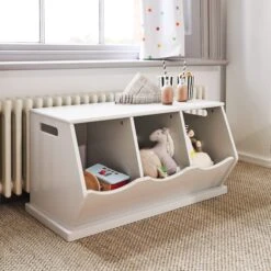 Triple Stacking Wooden Toy Storage Trunk, Bright White -Great Little Trading Co G2291 6