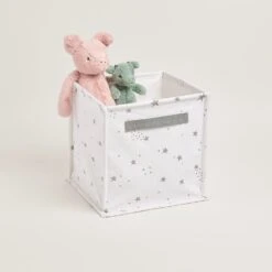 Canvas Storage Cube, White Scattered Stars