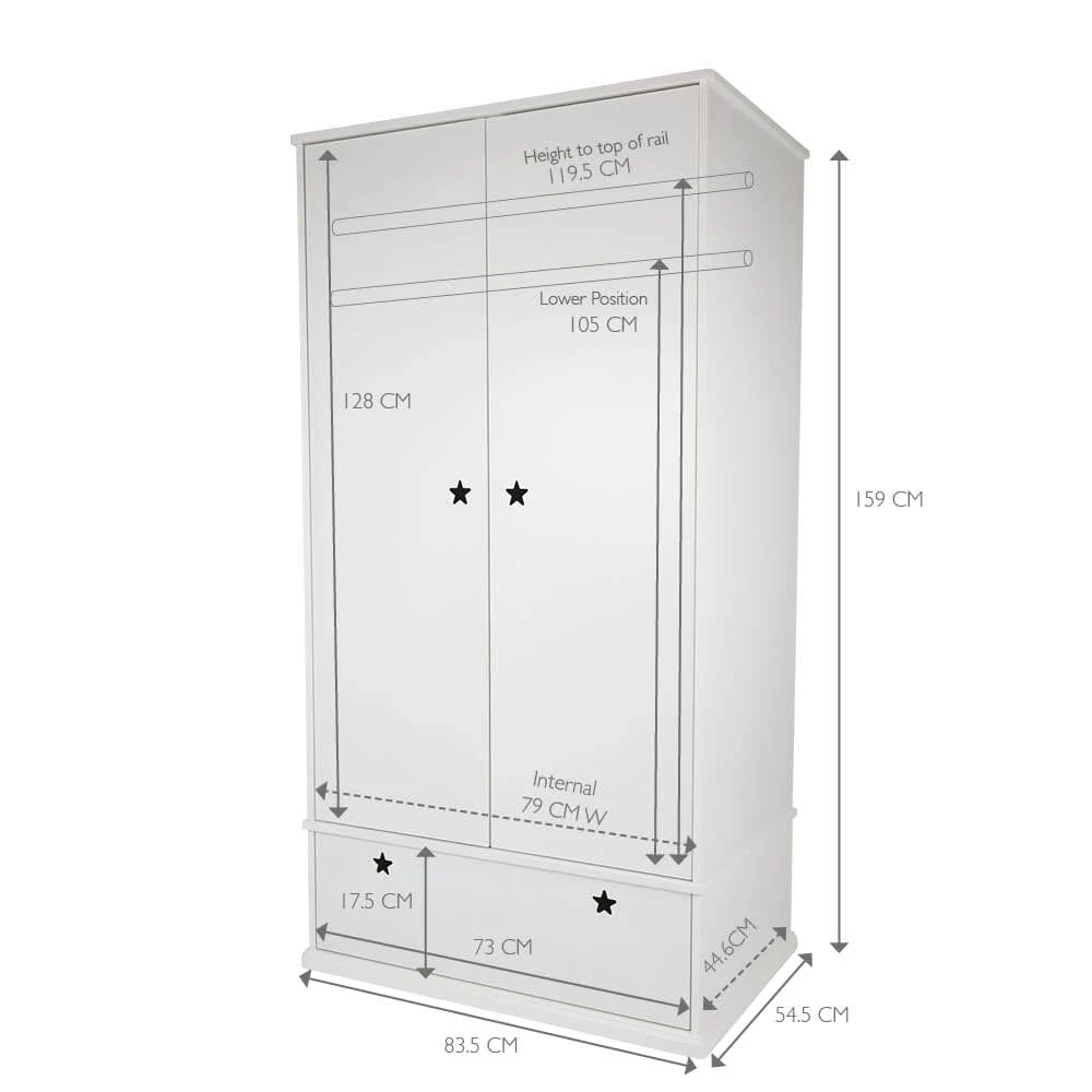 Star Bright Wardrobe, Bright White 10 Star Bright Wardrobe, Bright White - Image 8