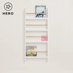 Greenaway Narrow Bookcase, White/Natural 9 Greenaway Narrow Bookcase, White/Natural -Great Little Trading Co L4486 GREENAWAY NARROW HERO