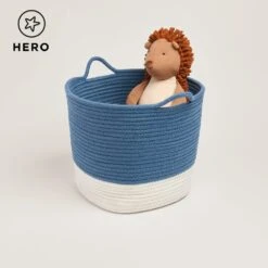 Rope Storage Basket, Ivory & Galaxy Blue