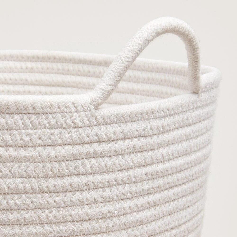 Rope Storage Basket, Ivory & Forest Green 5 Rope Storage Basket, Ivory & Forest Green - Image 3