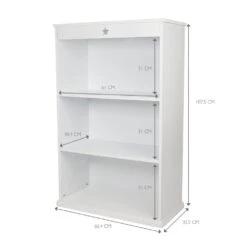 Star Bright Wooden Bookcase, White -Great Little Trading Co L5367StarbrightBookcase WhitePictorialMeasurement