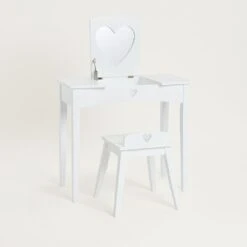 Sweetheart Dressing Table & Stool, White -Great Little Trading Co L5417 SWEETHEART DRESSING TABLE STOOL WHITE NaturalBG 01