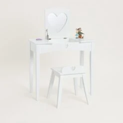 Sweetheart Dressing Table & Stool, White -Great Little Trading Co L5417 SWEETHEART DRESSING TABLE STOOL WHITE NaturalBG 03