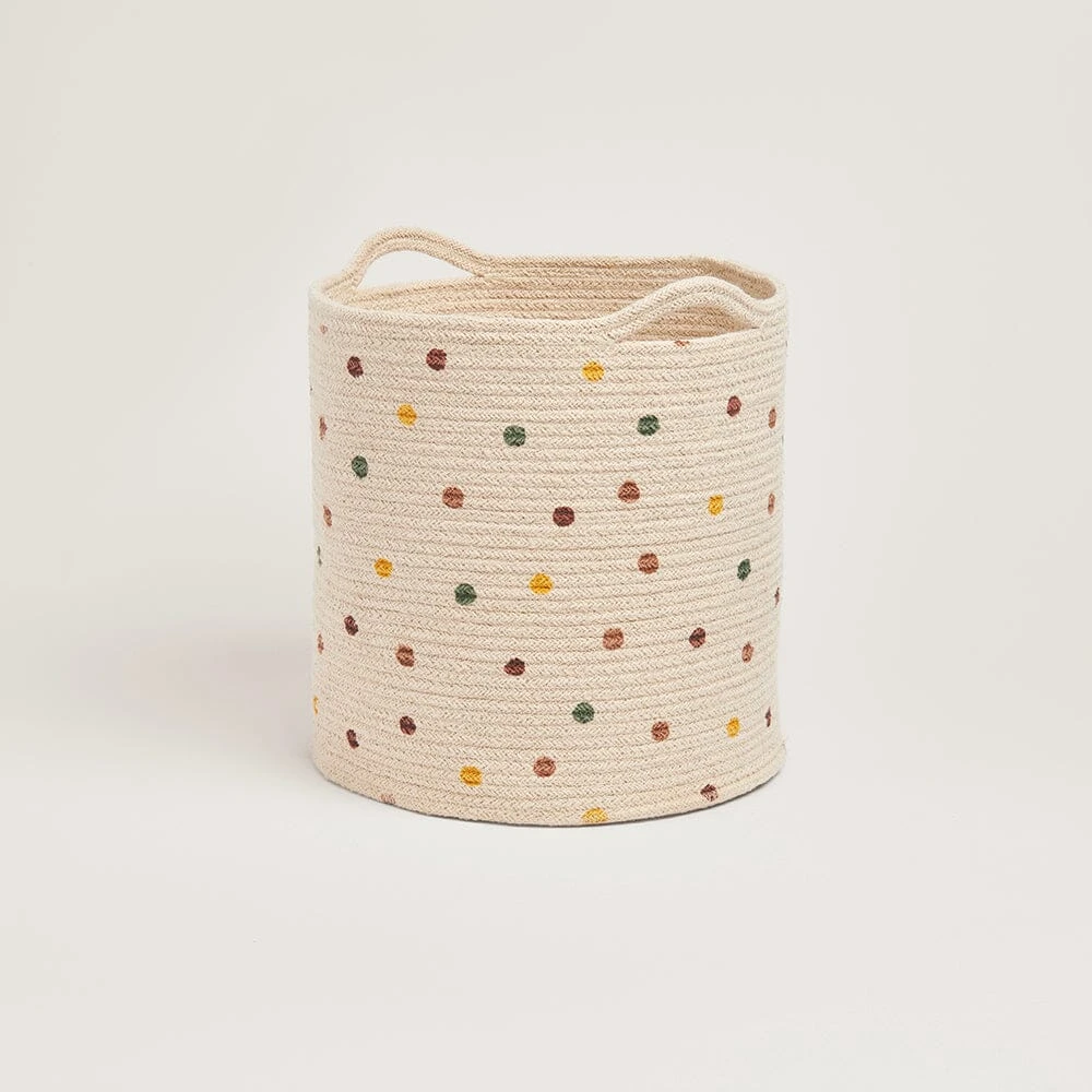 Woven Storage Basket, Pastel Spot 4 Woven Storage Basket, Pastel Spot - Image 2