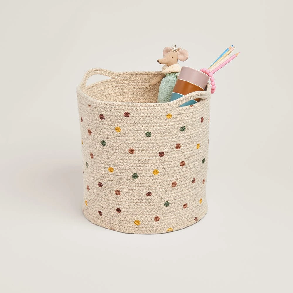 Woven Storage Basket, Pastel Spot 3 Woven Storage Basket, Pastel Spot