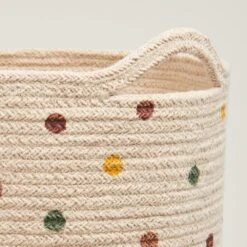 Woven Storage Basket, Pastel Spot 11 Woven Storage Basket, Pastel Spot -Great Little Trading Co L5453 WOVEN STORAGE BASKET PASTEL SPOT NaturalBG 03
