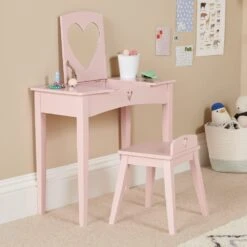 Sweetheart Dressing Table & Stool, Chalk Pink