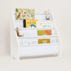 Sling Bookcase, Fine Blue Stripe -Great Little Trading Co L5524 SLING BOOKCASE FINE BLUE STRIPE NaturalBG 02 49fb927e 7d53 4d11 86a1 19afb8bcfa3b