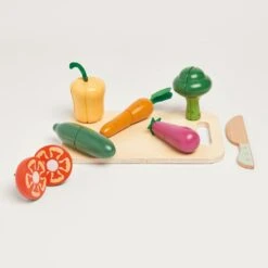 Wooden Toy Cutting Veg Set -Great Little Trading Co L5544 CUTTING VEG SET NaturalBG 01 04163021 cd04 4d94 a120 842dcb770ffe