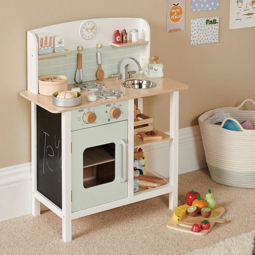 Let's Bake Wooden Play Kitchen Set, Mint 6 Let's Bake Wooden Play Kitchen Set, Mint - Image 4