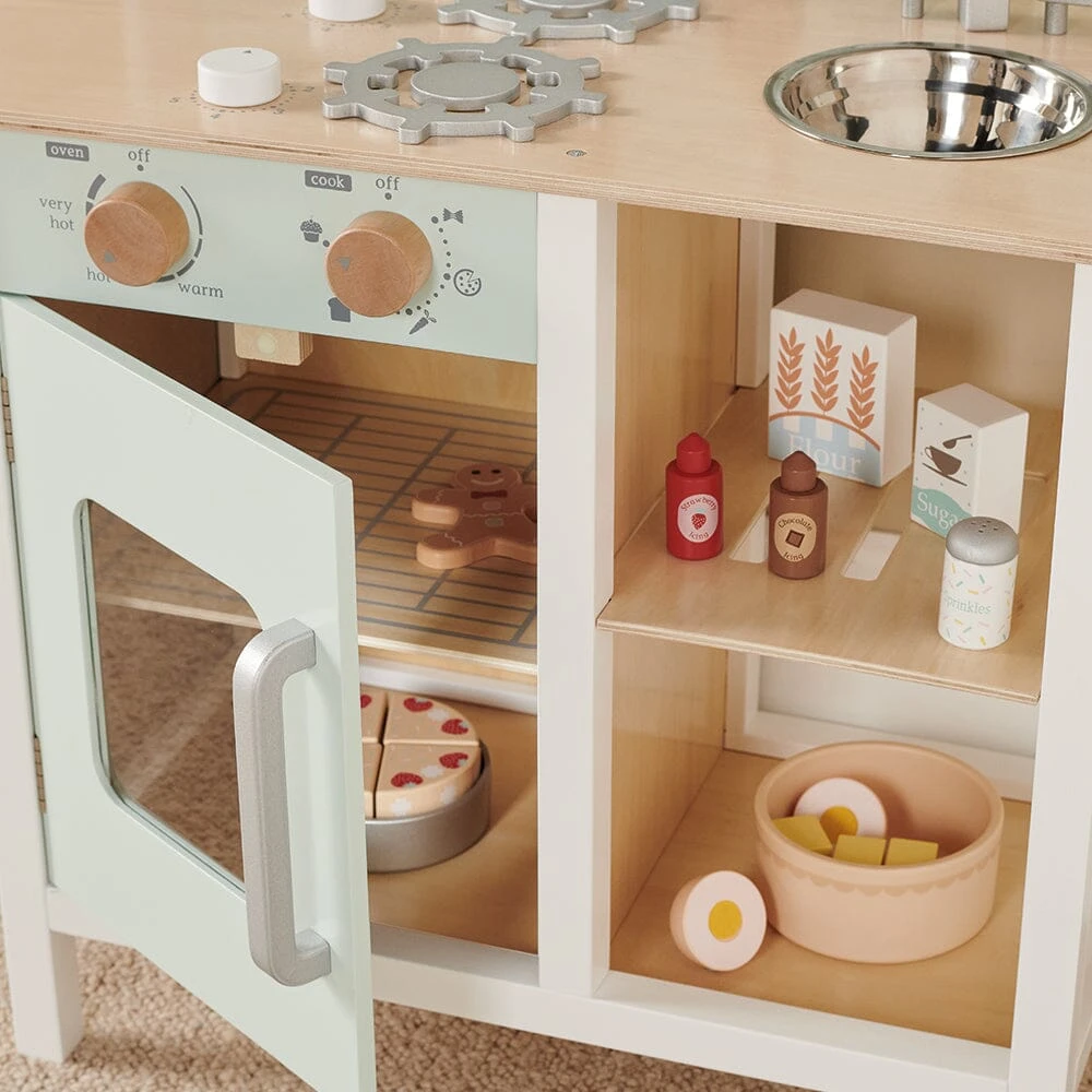 Let's Bake Wooden Play Kitchen Set, Mint 8 Let's Bake Wooden Play Kitchen Set, Mint - Image 6