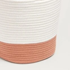 Rope Storage Basket, Ivory And Terracotta -Great Little Trading Co L5605 ROPE IVORY AND RUST NaturalBG 03