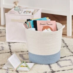 Rope Storage Basket, Ivory And Cornflower Blue -Great Little Trading Co L5606 ROPE STORAGE BASKET IVORY AND BLUE A bec52e6f 7cfc 4d67 8ad9 b043d44f6bc1
