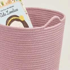 Rope Storage Basket, Rose Pink -Great Little Trading Co L5608 ROPE STORAGE BASKET ROSENaturalBG 05