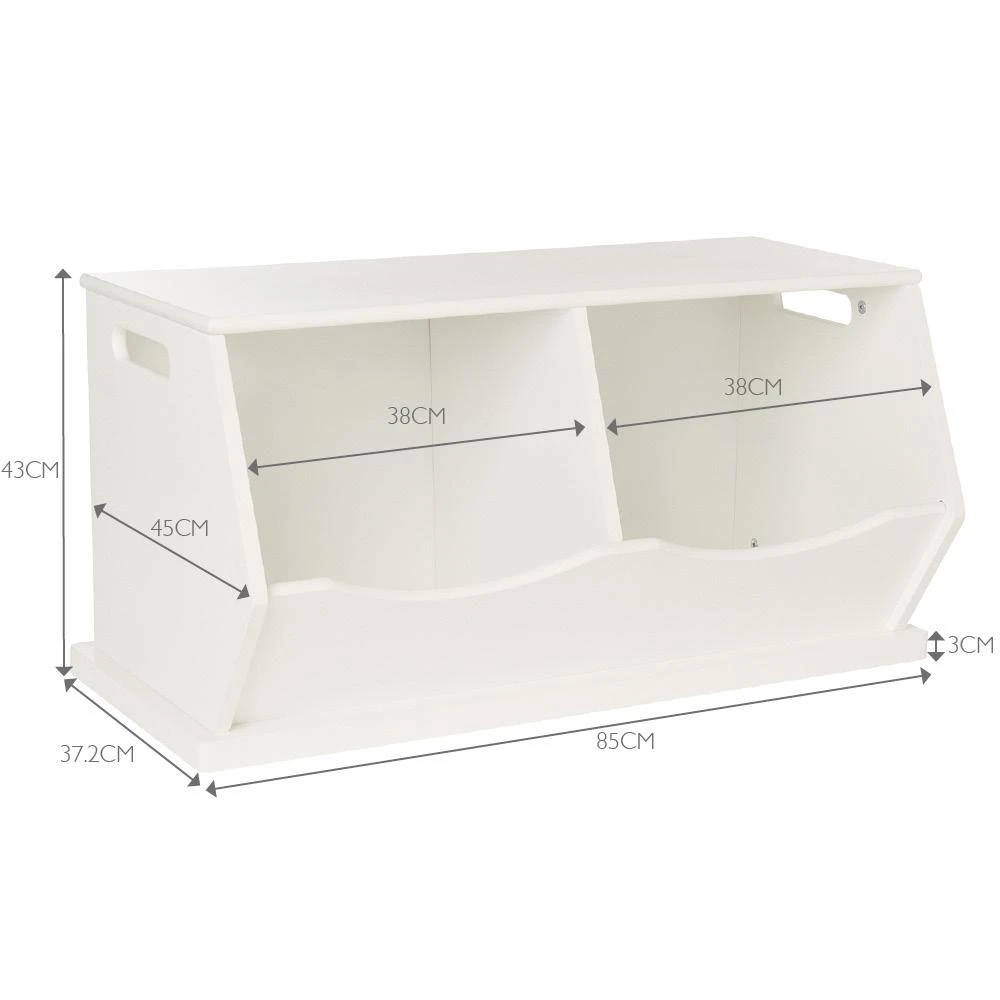 Double Stacking Wooden Toy Storage Trunk, Bright White 5 Double Stacking Wooden Toy Storage Trunk, Bright White - Image 4