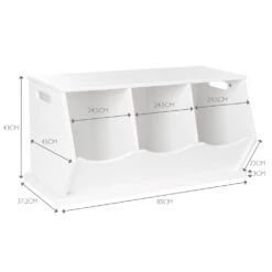 Triple Stacking Wooden Toy Storage Trunk, Bright White -Great Little Trading Co g2291whi 3