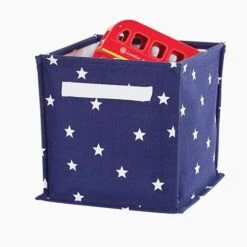 Canvas Storage Cube, Navy Stardust 10 Canvas Storage Cube, Navy Stardust -Great Little Trading Co l0250nsd 1