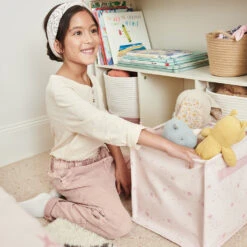 Canvas Storage Cube, Pink Scattered Stars -Great Little Trading Co l0250pss 5