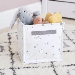 Canvas Storage Cube, White Scattered Stars -Great Little Trading Co l0250wss 2