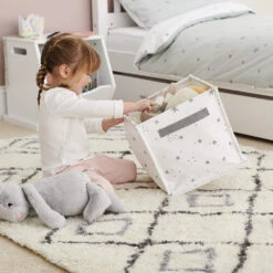 Canvas Storage Cube, White Scattered Stars -Great Little Trading Co l0250wss 4