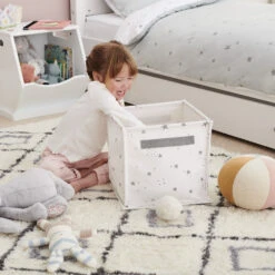 Canvas Storage Cube, White Scattered Stars -Great Little Trading Co l0250wss 6