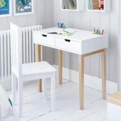Fleming Study Desk With Drawers & Storage, White