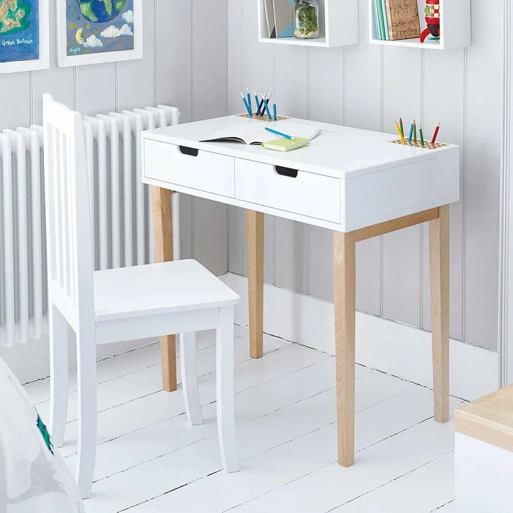 Fleming Study Desk With Drawers & Storage, White 3 Fleming Study Desk With Drawers & Storage, White