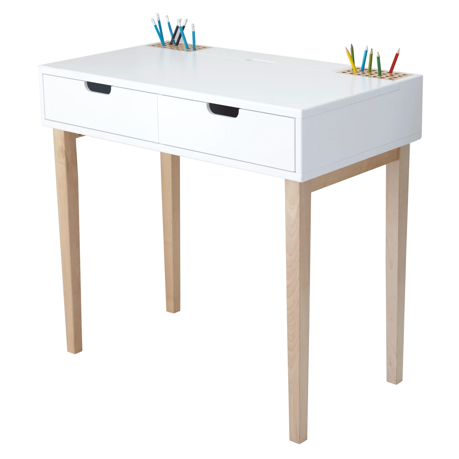 Fleming Study Desk With Drawers & Storage, White 4 Fleming Study Desk With Drawers & Storage, White - Image 2