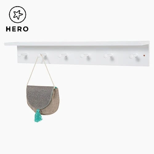 Wooden Shaker Peg Rail With Shelf, White 4 Wooden Shaker Peg Rail With Shelf, White - Image 2