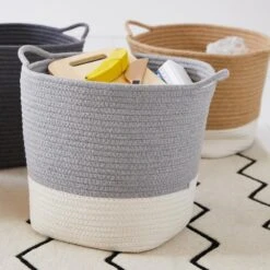 Rope Storage Basket, Ivory & Grey -Great Little Trading Co l4376 5