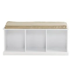 Abbeville Storage Bench Set, White With Natural Cushion -Great Little Trading Co l4622 20