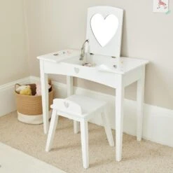 Sweetheart Dressing Table & Stool Set, Pink Hearts