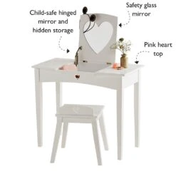 Sweetheart Dressing Table & Stool Set, Pink Hearts -Great Little Trading Co l4645 3