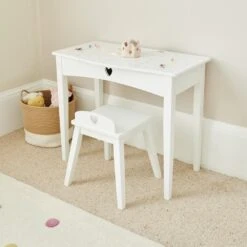 Sweetheart Dressing Table & Stool Set, Pink Hearts -Great Little Trading Co l4645 5