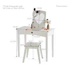 Sweetheart Dressing Table & Stool Set, Pink Hearts -Great Little Trading Co l4645 8