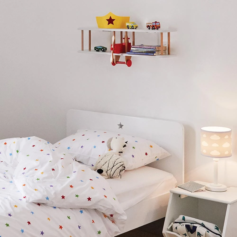 Floating Wooden Bi-Plane Shelf In Red & White 6 Floating Wooden Bi-Plane Shelf In Red & White - Image 4