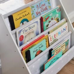 Fabric Sling Bookcase, Grey Stardust 11 Fabric Sling Bookcase, Grey Stardust -Great Little Trading Co l4761 4