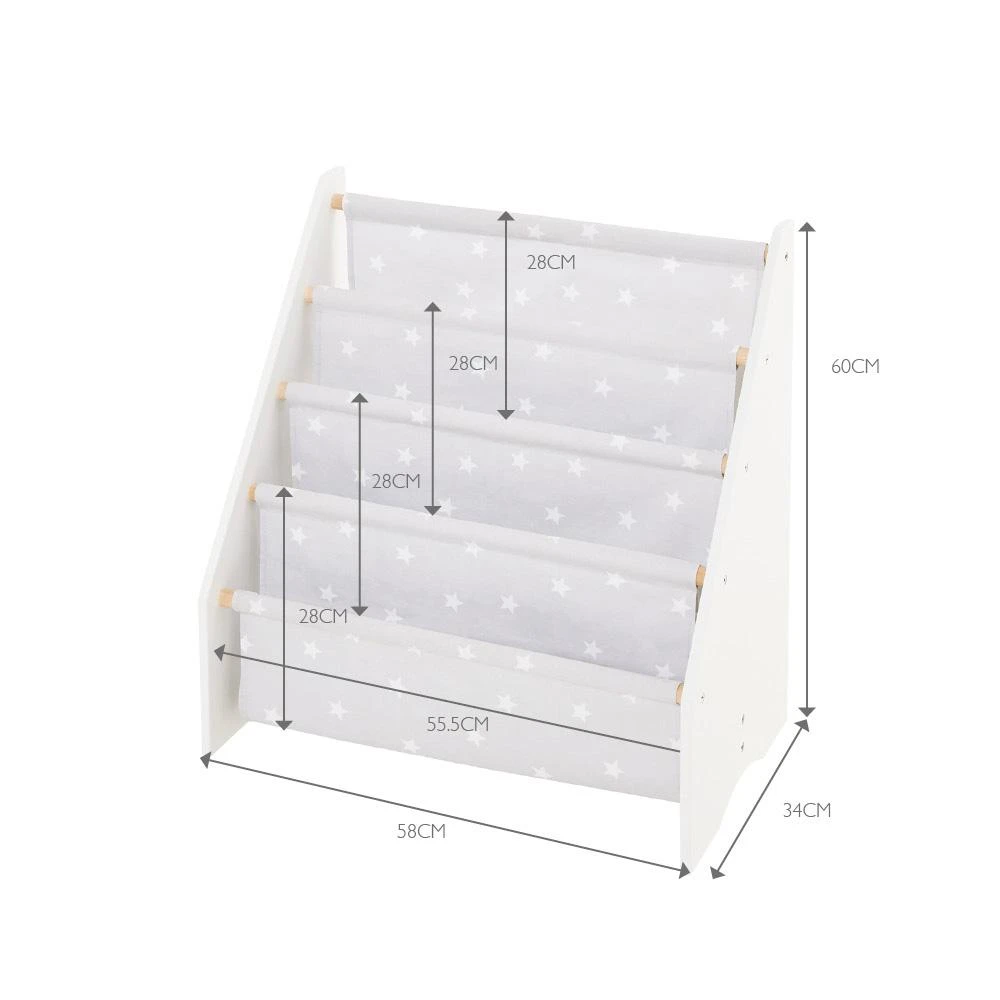 Fabric Sling Bookcase, Grey Stardust 7 Fabric Sling Bookcase, Grey Stardust - Image 5