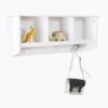 Floating Pigeonhole Wall Shelf With Hooks In White 2 Floating Pigeonhole Wall Shelf With Hooks In White -Great Little Trading Co l4926 1