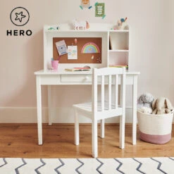 Junior Wooden Study Desk With Shelves & Drawers, White