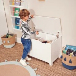 Slide & Store Big Wooden Toy Box, White 12 Slide & Store Big Wooden Toy Box, White -Great Little Trading Co l5129 2