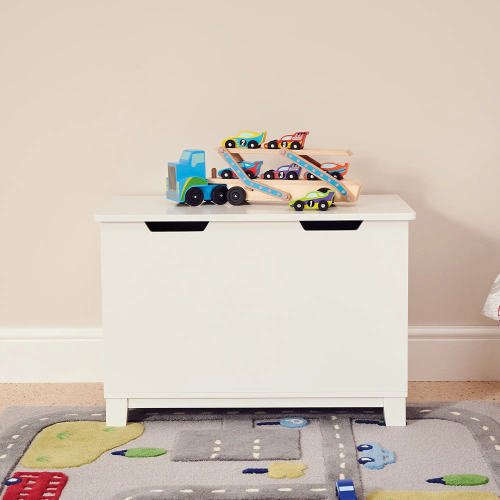 Slide & Store Big Wooden Toy Box, White 6 Slide & Store Big Wooden Toy Box, White - Image 4