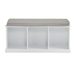 Abbeville Storage Bench Set, White With Grey Cushion -Great Little Trading Co l5154 2