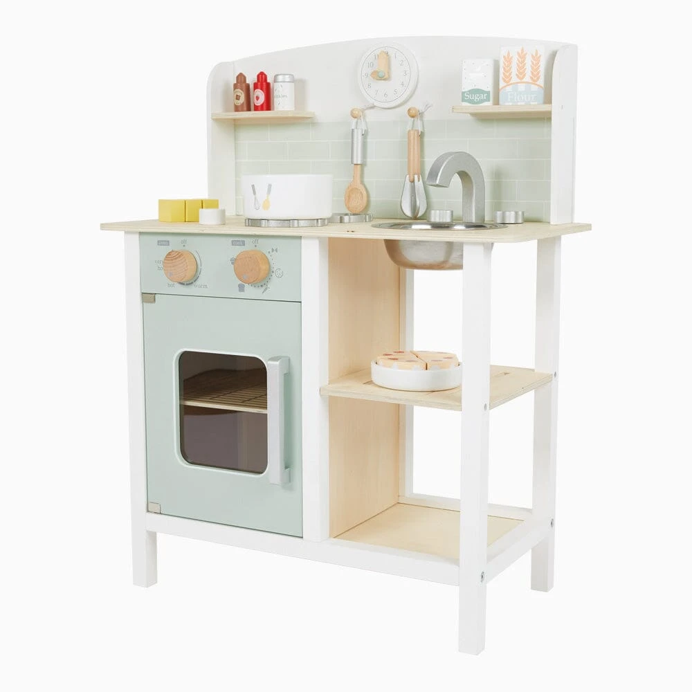 Let's Bake Wooden Play Kitchen Set, Mint 3 Let's Bake Wooden Play Kitchen Set, Mint