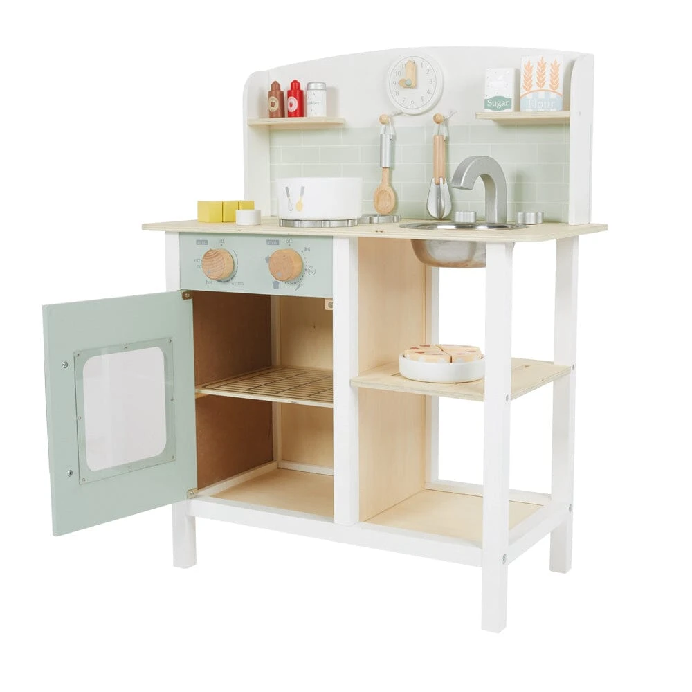 Let's Bake Wooden Play Kitchen Set, Mint 4 Let's Bake Wooden Play Kitchen Set, Mint - Image 2