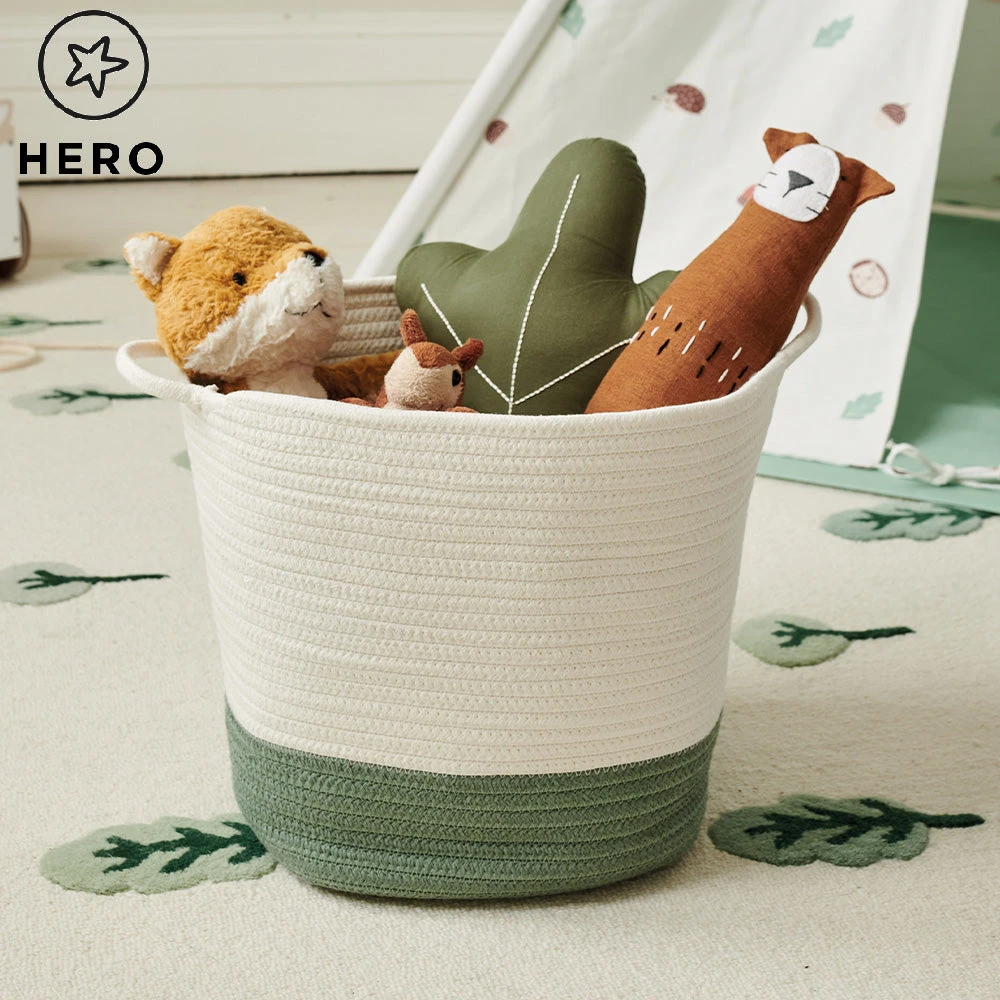 Rope Storage Basket, Ivory & Forest Green 7 Rope Storage Basket, Ivory & Forest Green - Image 5